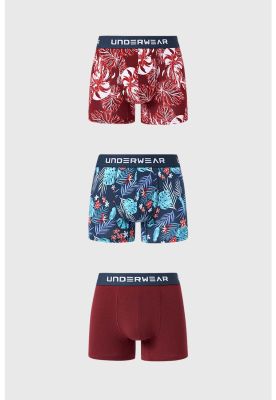Bóxer Hombre Tripack Liso Burdeo