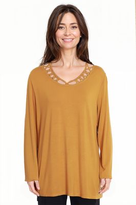 Imagen 1 del producto Polera Mujer Cuello Cruzado Mostaza