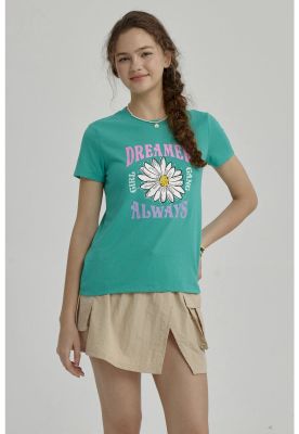 Polera Niña Básica Estampada Verde - lll