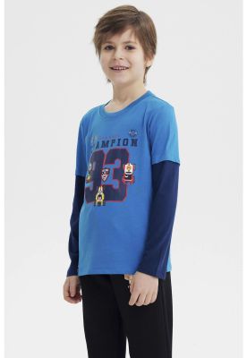 Imagen 2 del producto Polera Niño Básica Print Azul Petroleo