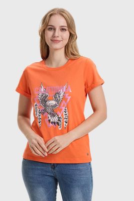 Imagen 2 del producto Polera Mujer Gráfica Roll Up Naranjo