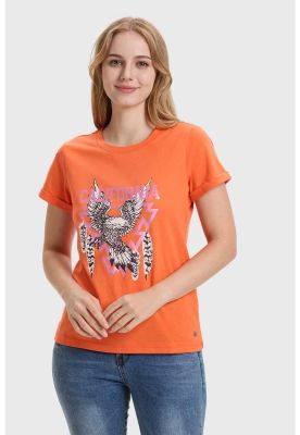 Imagen 2 del producto Polera Mujer Gráfica Roll Up Naranjo