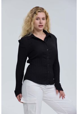 Imagen 2 del producto Blusa Mujer Abotonada Textura Negro