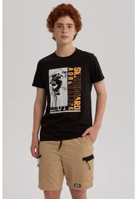 Polera Niño Básica Estampada Negro - ll