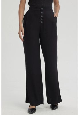 Pantalón Mujer Sastrero Botones Decorativo Negro