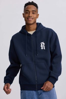 Polerón Hombre Full Zipper Print Azul Noche