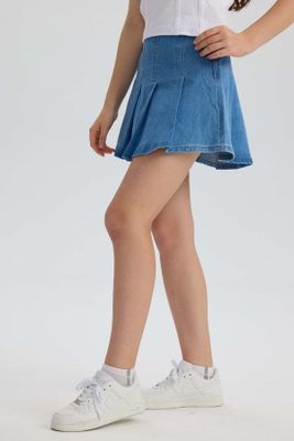 Imagen 2 del producto Falda Niña Tableada Denim Azul