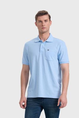 Polera Hombre Básica Piqué Celeste
