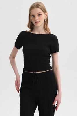 Polera Mujer Textura Negro