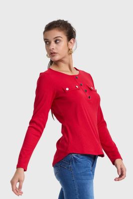 Imagen 2 del producto Polera Mujer Pata Botón Rib Rojo