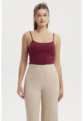 Imagen 2 del producto Polera Peto Mujer Crop Rib Vino Oscuro