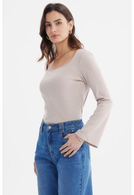 Imagen 2 del producto Polera Mujer Escote Bardot Rib Gris