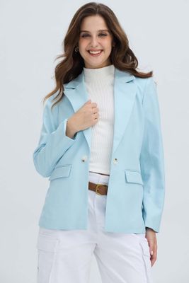 Imagen 1 del producto Blazer Mujer Largo 1 Botón Celeste Claro