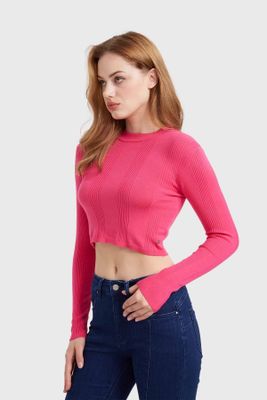 Imagen 2 del producto Sweater Mujer Crop Fucsia