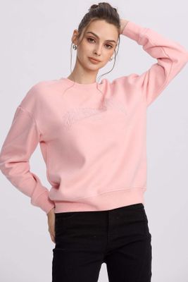 Imagen 2 del producto Polerón Mujer Oversize Bordado Rosado Claro