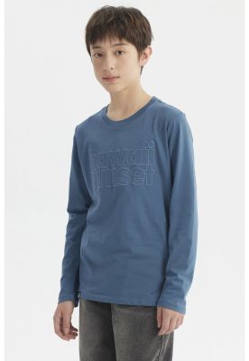 Imagen 2 del producto Polera Niño Print Con Relieve Azul Petróleo