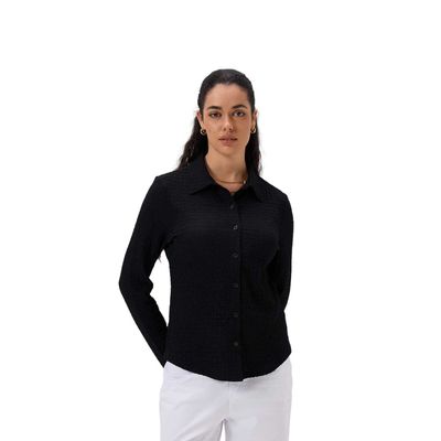 Blusa Mujer Abotonada Negro Fashion's Park
