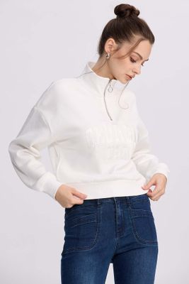 Imagen 2 del producto Polerón Mujer Medio Zipper Crema