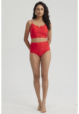 Imagen 2 del producto Traje De Baño Mujer Tiro Alto Recogido Rojo