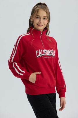 Imagen 1 del producto Polerón Niña Medio Cierre Rojo Oscuro