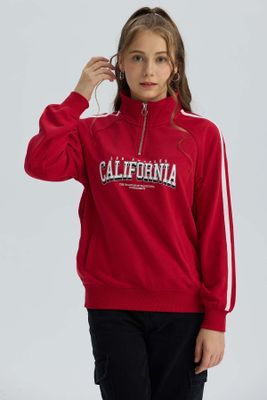 Imagen 2 del producto Polerón Niña Medio Cierre Rojo Oscuro