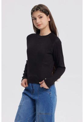 Imagen 2 del producto Polera Niña Cuello Alto Parcial Negro