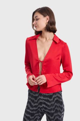 Imagen 2 del producto Blusa Mujer Con Amarras Rojo