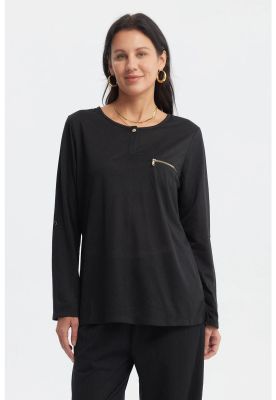 Imagen 1 del producto Polera Mujer Aplicación Cierre Negro