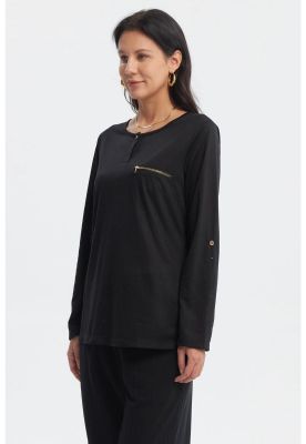 Imagen 2 del producto Polera Mujer Aplicación Cierre Negro