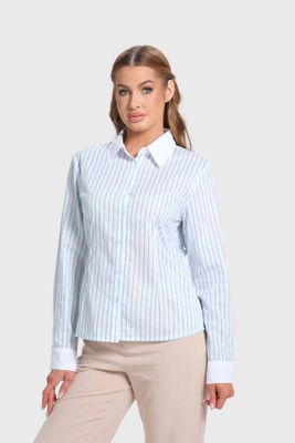 Imagen 2 del producto Blusa Mujer Abotonadas Con Rayas Celeste