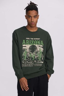 Imagen 1 del producto Polerón Hombre Central Print Verde Militar