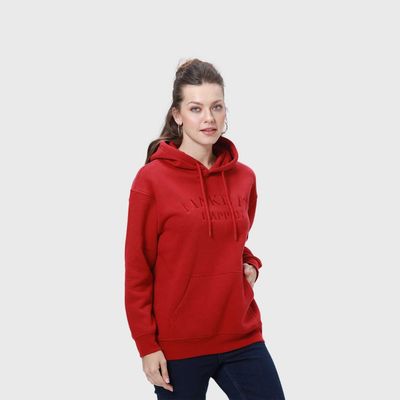 Imagen 2 del producto Polerón Mujer Canguro Print Rojo Oscuro