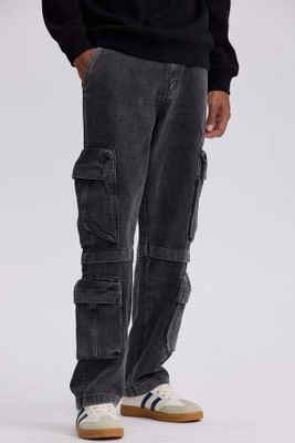Jeans Hombre Doble Cargo Gris