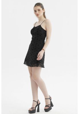 Imagen 2 del producto Vestido Mujer Corto Malla Aplicación Flock Negro