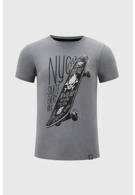 Polera Niño Acid Wash Print Gris