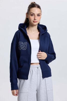 Polerón Mujer Full Zipper Azul