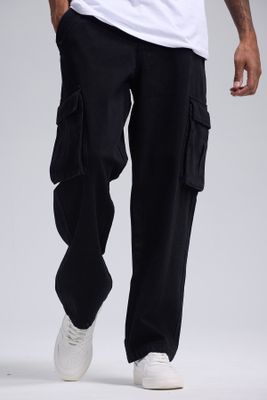 Jeans Hombre Cargo Bolsillos Negro