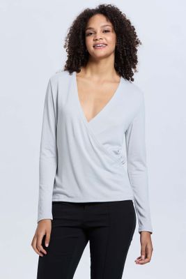 Sweater Mujer Escote V Gris