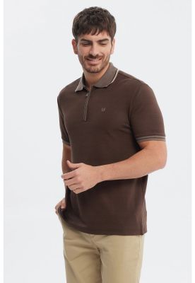 Imagen 2 del producto Polera Hombre Textura Cierre Polo Chocolate