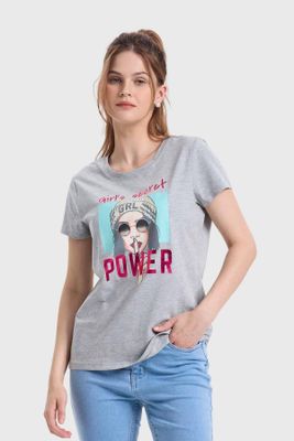 Polera Mujer Básica Print Gris