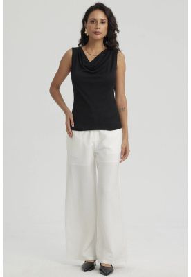 Polera Mujer Cuello Drapeado Negro