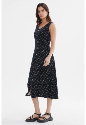 Imagen 2 del producto Vestido Mujer Ajustable Botones Negro / Blanco