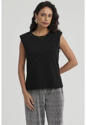 Polera Mujer Hombreras Abertura Negro