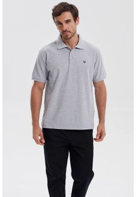 Polera Hombre Pique Básica Lisa Gris Melange III