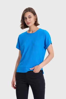 Imagen 2 del producto Polera Mujer Dobladillo En Manga Azul