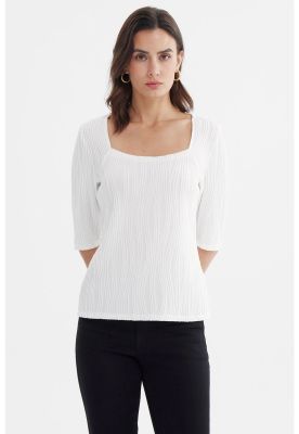 Imagen 2 del producto Polera Mujer Manga Al Codo Texturizada Crudo