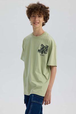 Polera Niño Con Print Verde Claro