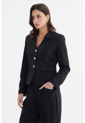 Imagen 2 del producto Blazer Mujer Abotonado Con Bolsillo Negro