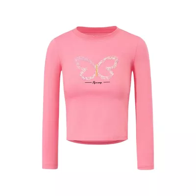 Polera Niña Con Aplicación Tul Rosado Fashion's Park