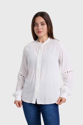 Blusa Mujer Macramé Crudo